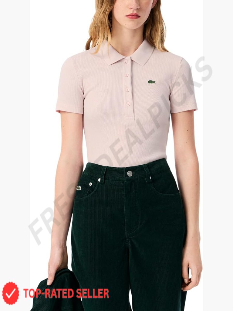 Slim Fit Ribbed Cotton Polo Shirt Classic Preppy Chic Casual Button Collar
